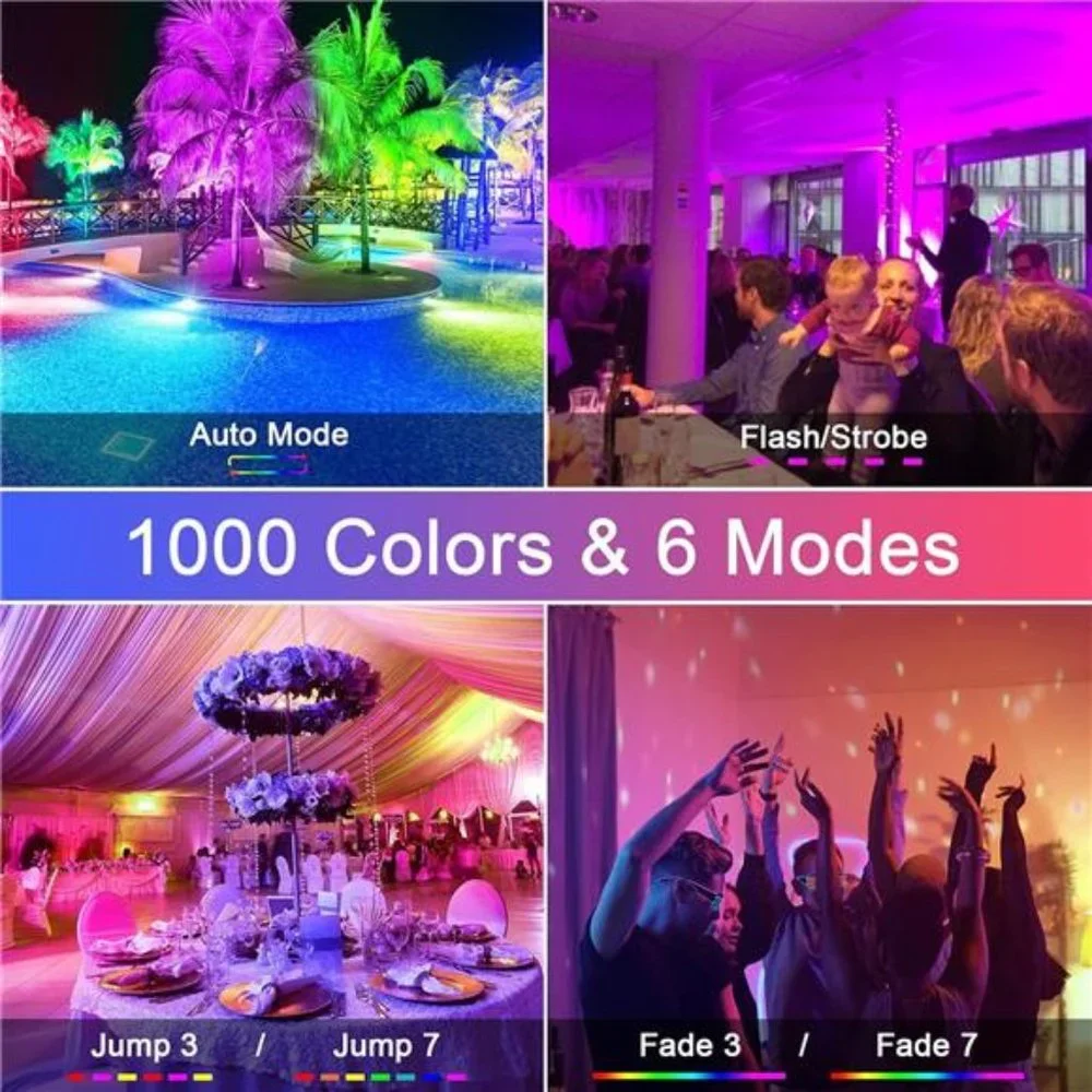 LED Flood Light Outdoor 25W 4 Pack, Color Changing RGB Party Light with Remote